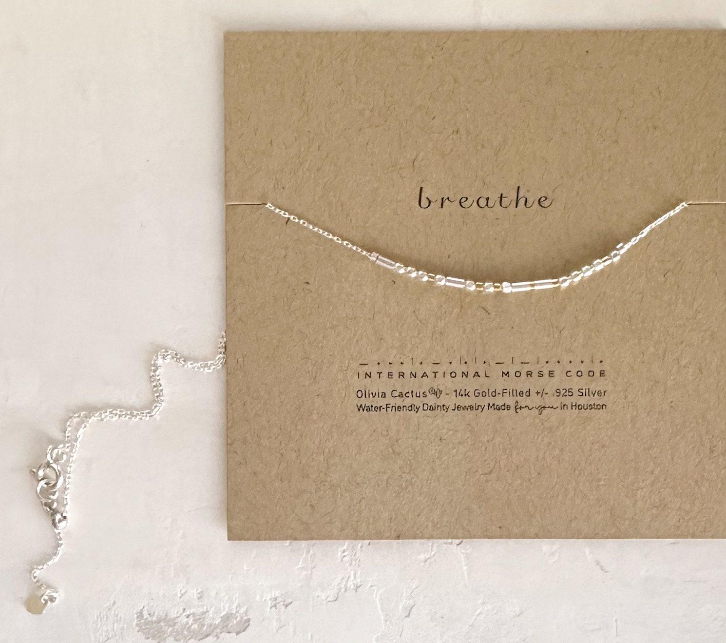 Philippians 4:6 - 7 Morse Code Necklace - Dainty 14K Gold & Silver Jewelry by Olivia Cactus