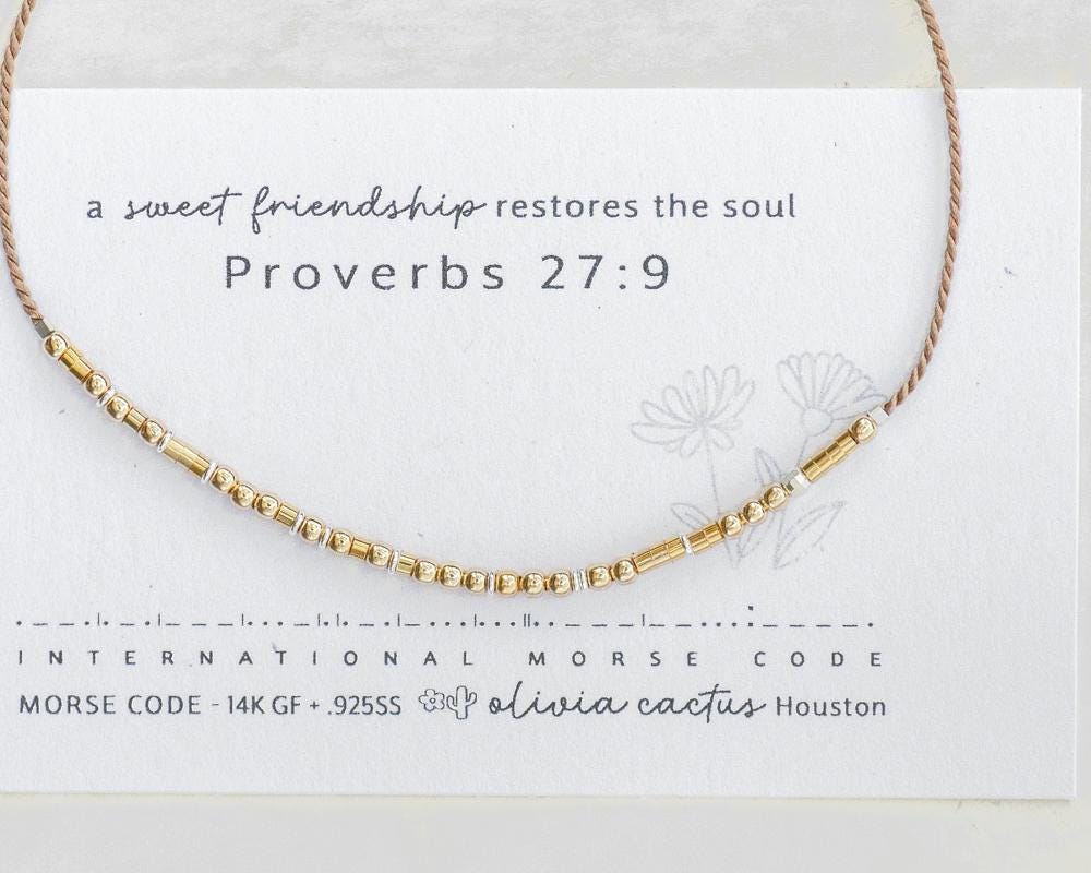 Philippians 4:6 Morse Code Bracelet - Dainty 14K Gold & Silver Jewelry by Olivia Cactus