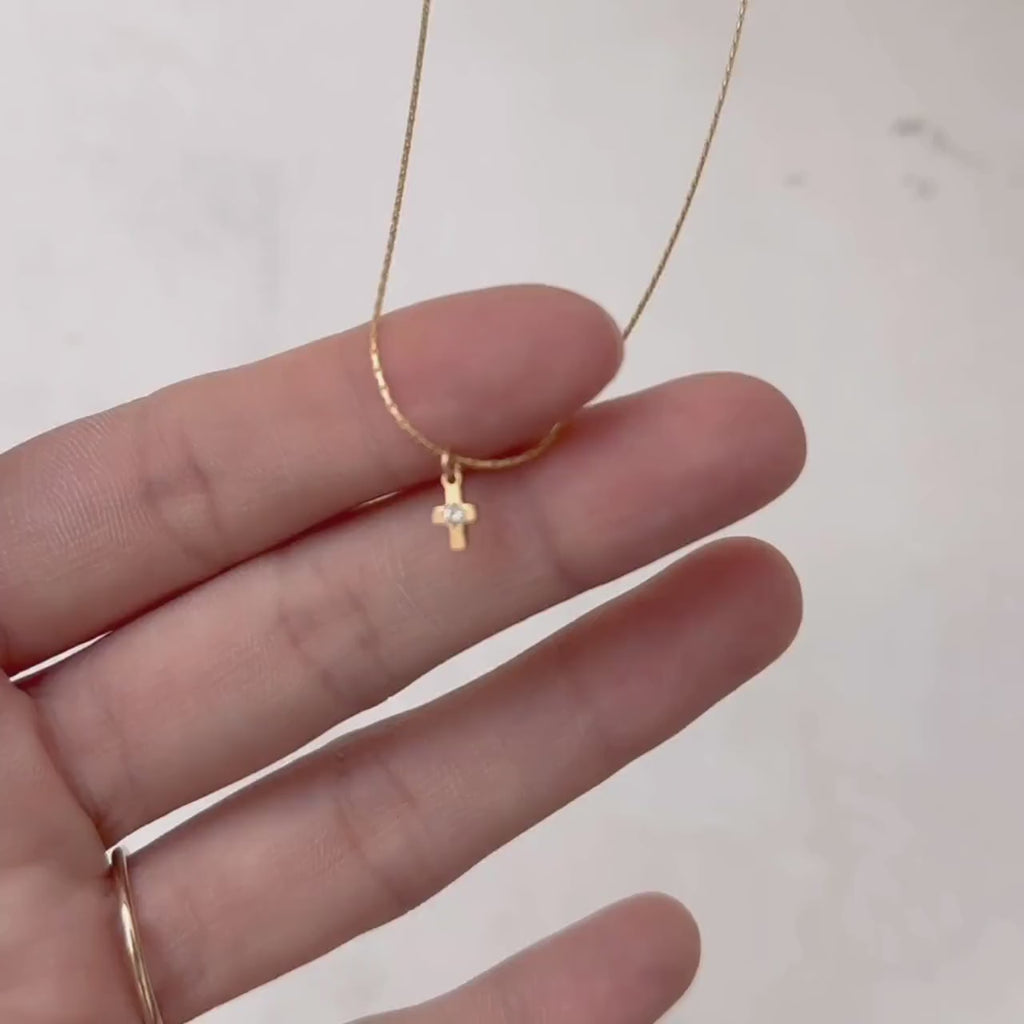 Tiny Cross Spark Necklace