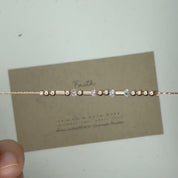 Gold Morse Code Bracelet, Tiny Cross Charm, Swarovski - Faith, Confirmation, Baptism Gift for Women