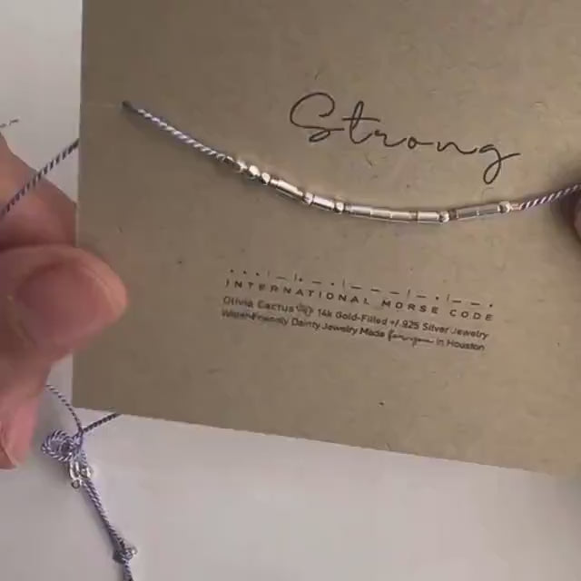 Custom Morse Code Necklace on Silk Cord