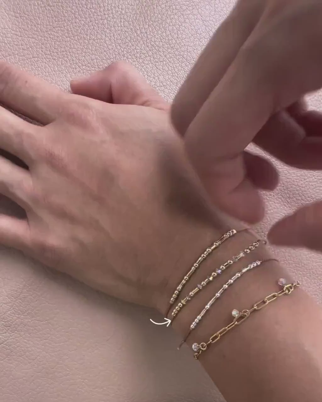 Gold + Crystals Morse Code Bracelet + Cross Charm