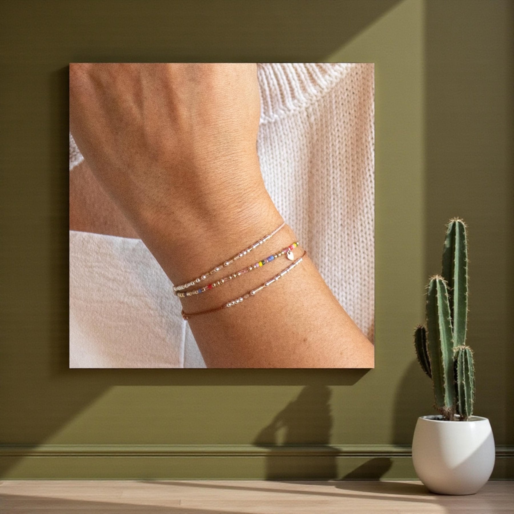 Proverbs 27:9 Bible Morse Code Friendship Bracelet - Dainty 14K Gold & Silver Jewelry by Olivia Cactus