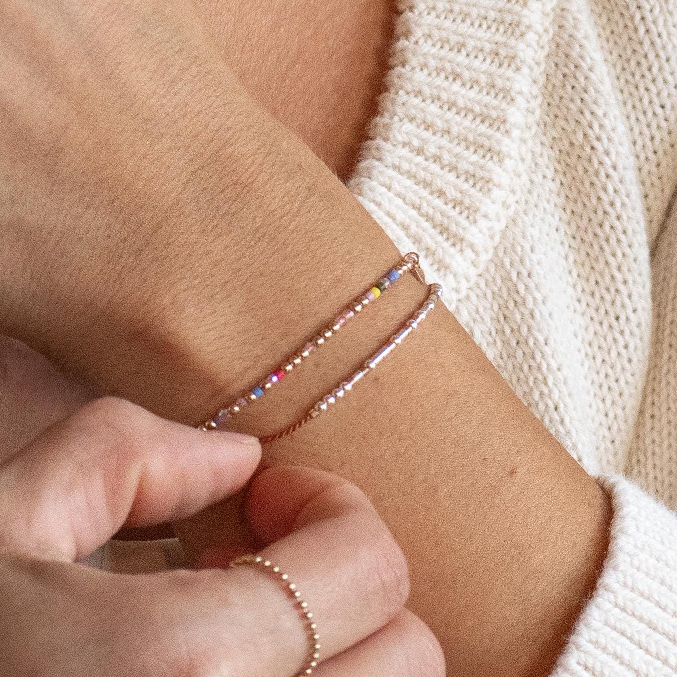 Proverbs 27:9 Bible Morse Code Friendship Bracelet - Dainty 14K Gold & Silver Jewelry by Olivia Cactus