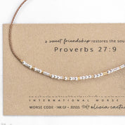 Proverbs 27:9 Bible Morse Code Friendship Bracelet - Dainty 14K Gold & Silver Jewelry by Olivia Cactus