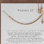 Psalms 27 Morse Code Necklace - Dainty 14K Gold & Silver Jewelry by Olivia Cactus