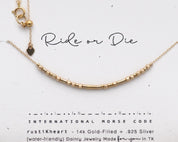 Ride Or Die Morse Code Necklace - Dainty 14K Gold & Silver Jewelry by Olivia Cactus