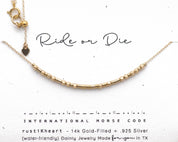 Ride Or Die Morse Code Necklace - Dainty 14K Gold & Silver Jewelry by Olivia Cactus