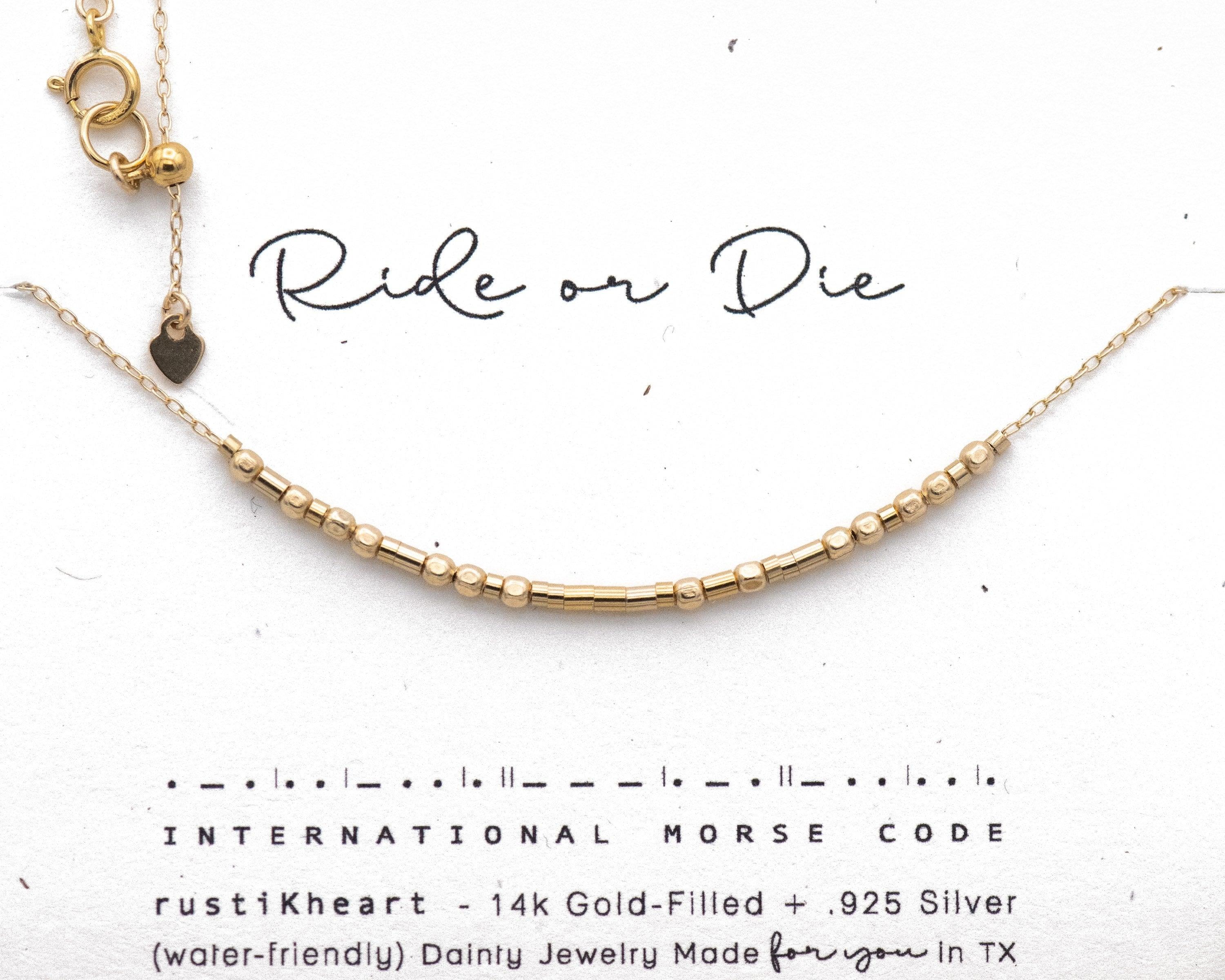 Ride Or Die Morse Code Necklace Morse and Dainty Jewelry by Olivia Cactus