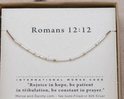 Romans 12:12 Morse Code Bracelet - Dainty 14K Gold & Silver Jewelry by Olivia Cactus