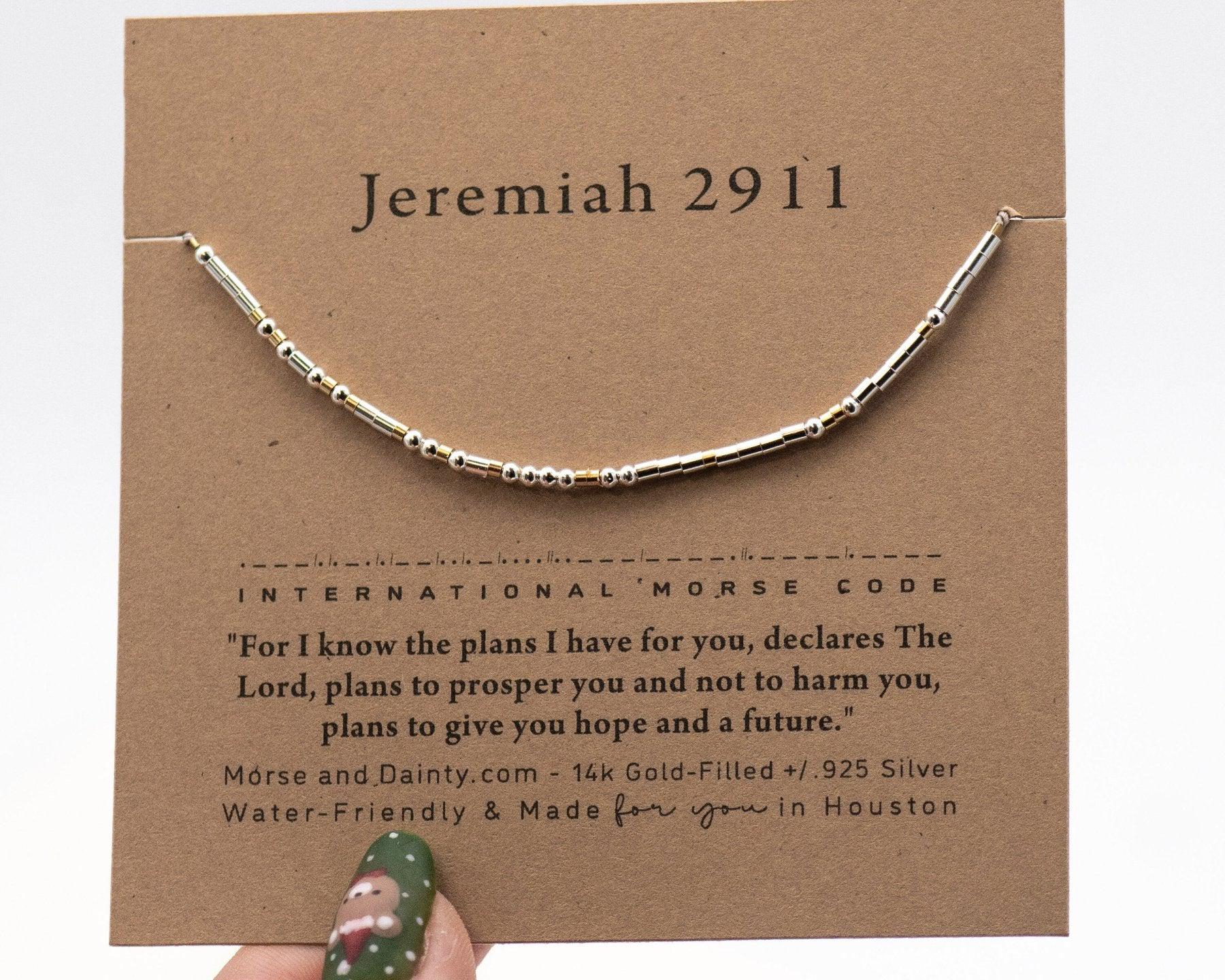 Romans 12:12 Morse Code Bracelet - Dainty 14K Gold & Silver Jewelry by Olivia Cactus