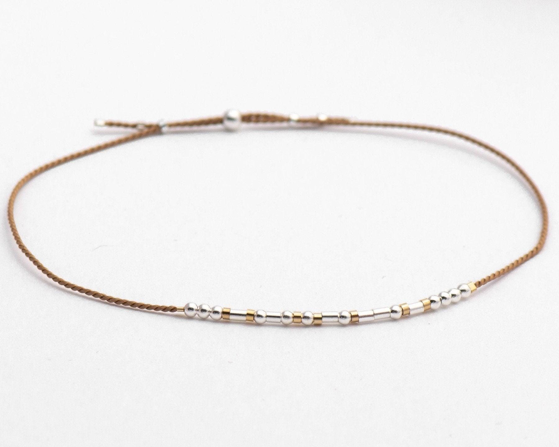 Romans 12:12 Morse Code Bracelet - Dainty 14K Gold & Silver Jewelry by Olivia Cactus