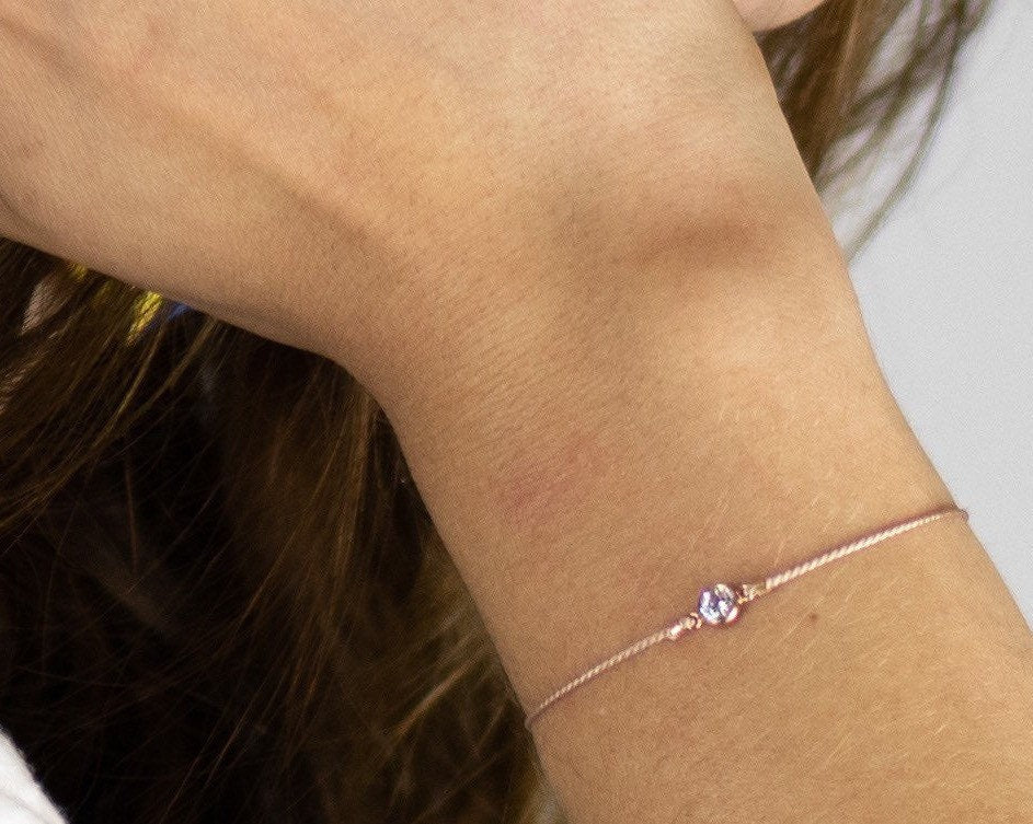 Rose Gold 81B on Silk - Dainty 14K Gold & Silver Jewelry by Olivia Cactus