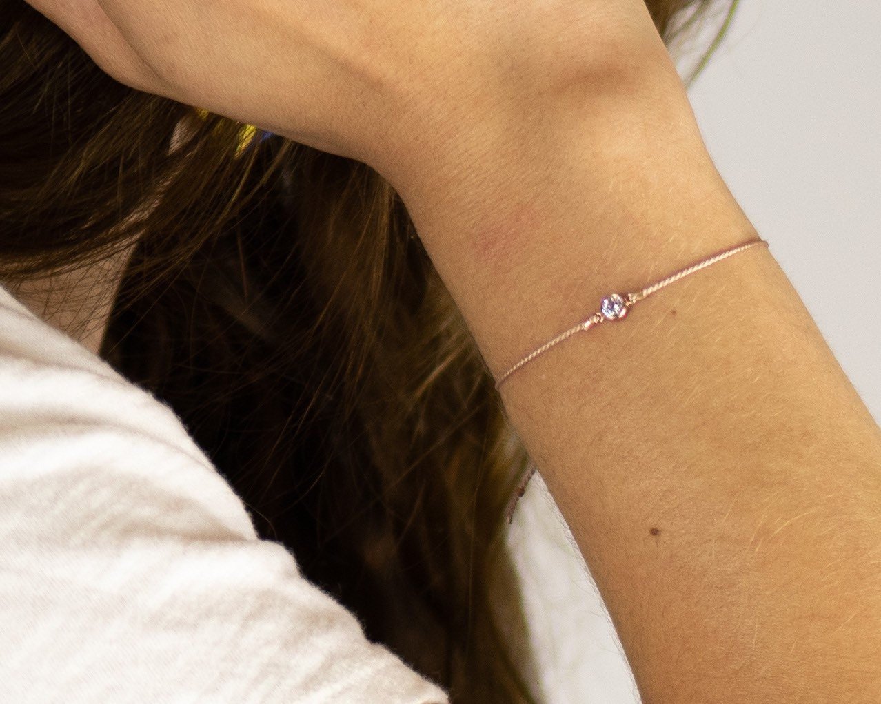 Rose Gold 81B on Silk - Dainty 14K Gold & Silver Jewelry by Olivia Cactus