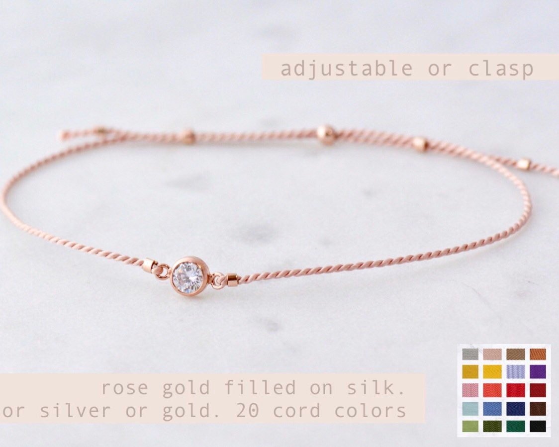 Rose Gold 81B on Silk - Dainty 14K Gold & Silver Jewelry by Olivia Cactus