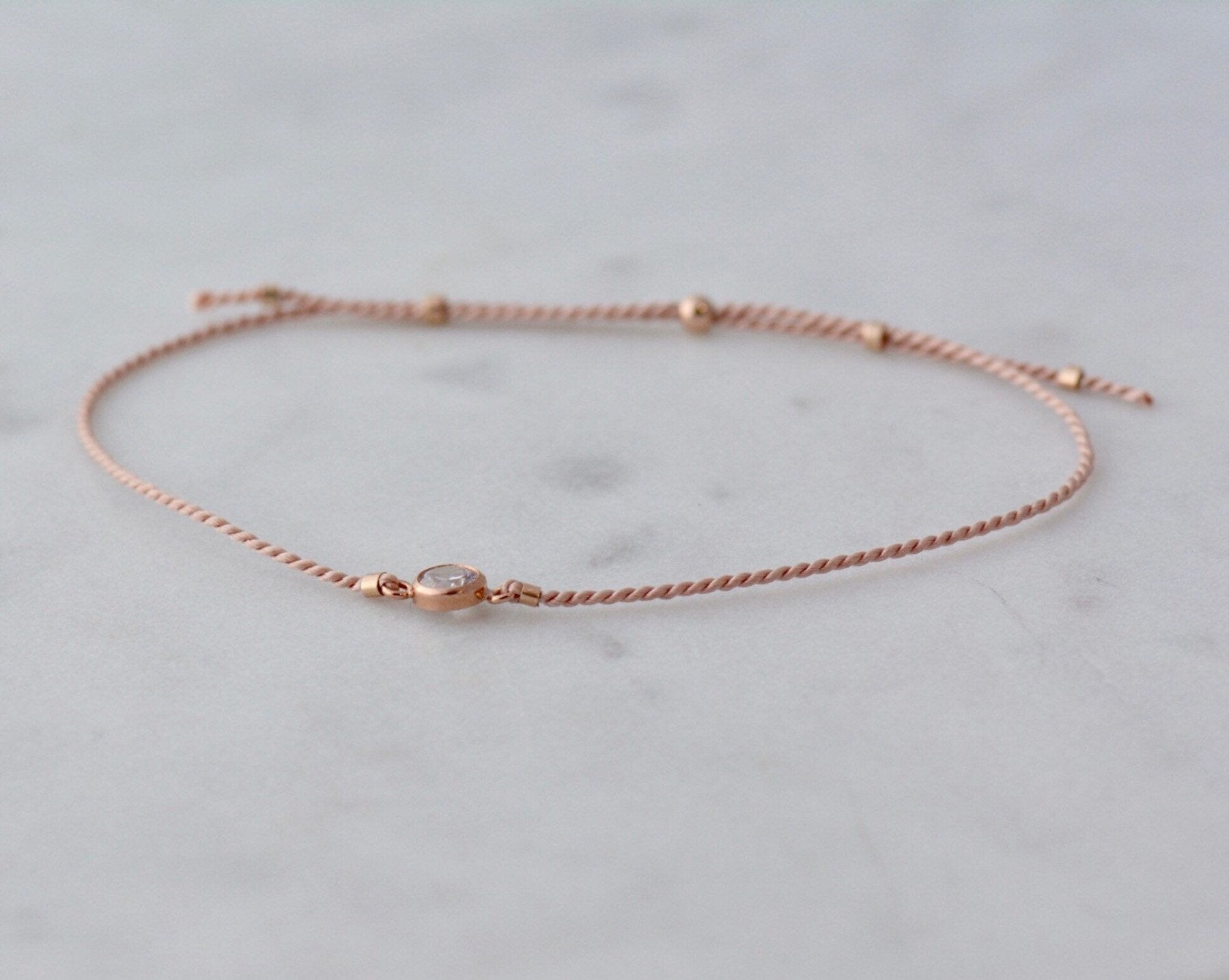 Rose Gold 81B on Silk - Dainty 14K Gold & Silver Jewelry by Olivia Cactus