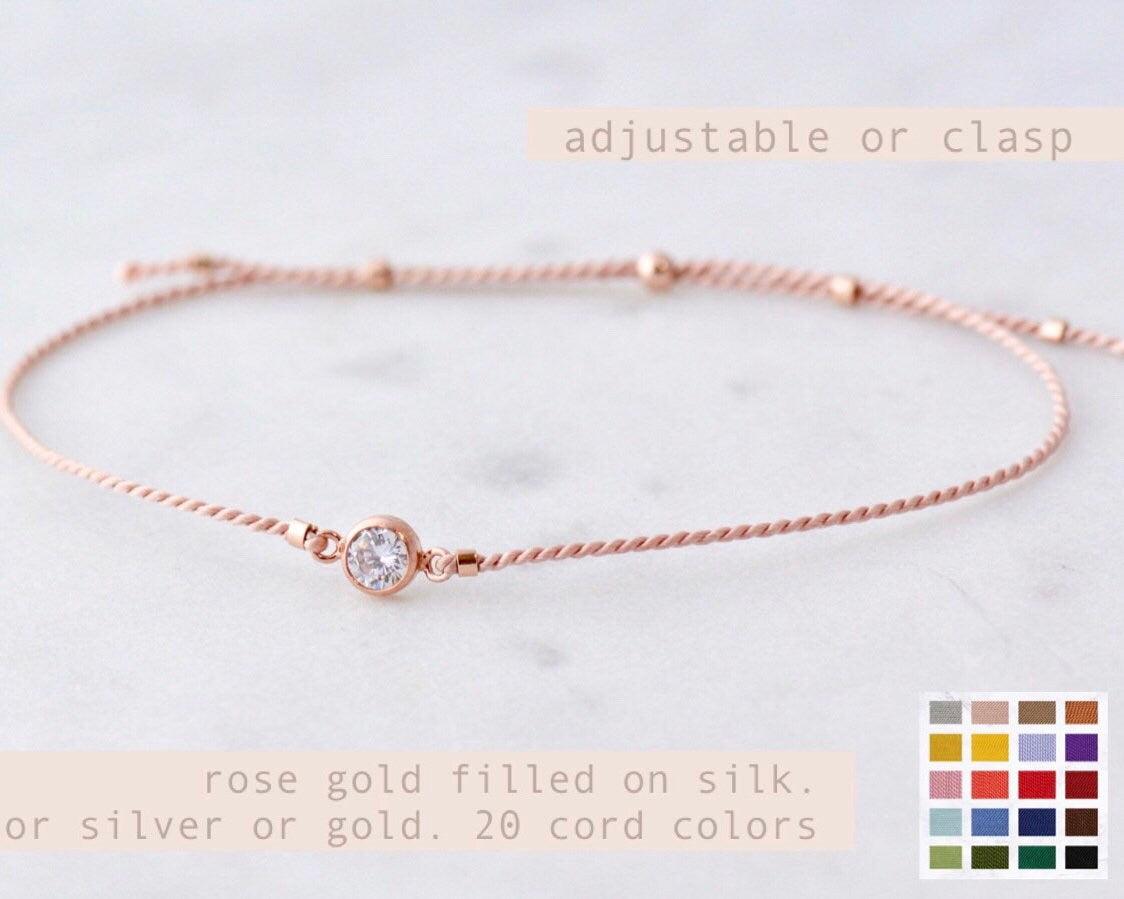 Rose Gold 81B on Silk Morse and Dainty Jewelry by Olivia Cactus