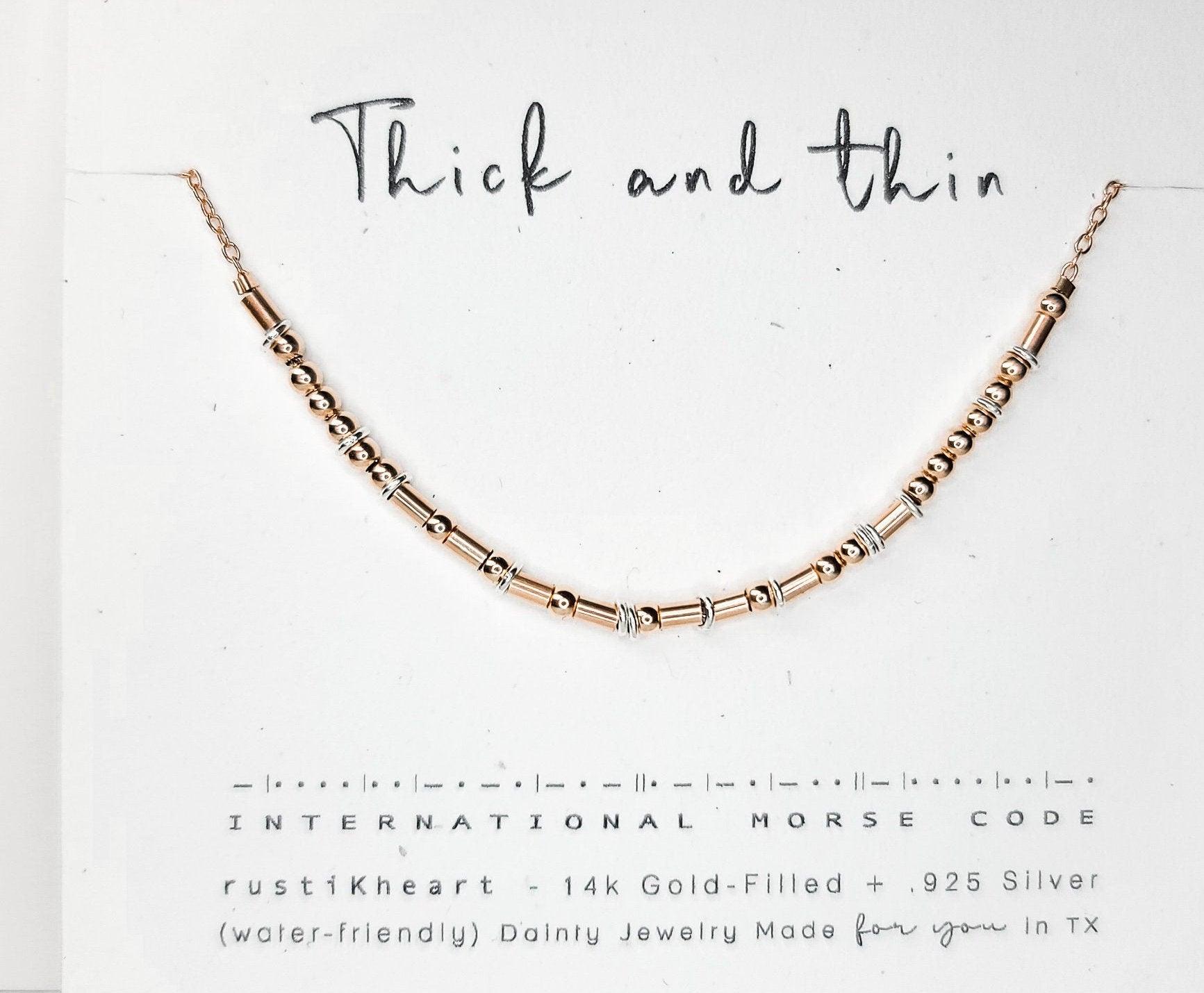 Thick and Thin Morse Code Necklace Morse and Dainty Jewelry by Olivia Cactus