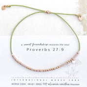 Rose Gold Friendship Morse Bracelet - Dainty 14K Gold & Silver Jewelry by Olivia Cactus