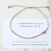 Rose Gold Friendship Morse Bracelet - Dainty 14K Gold & Silver Jewelry by Olivia Cactus