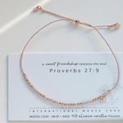 Rose Gold Friendship Morse Bracelet - Dainty 14K Gold & Silver Jewelry by Olivia Cactus