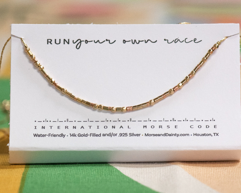 Run Your Own Race Morse Code Necklace Morse and Dainty Jewelry by Olivia Cactus