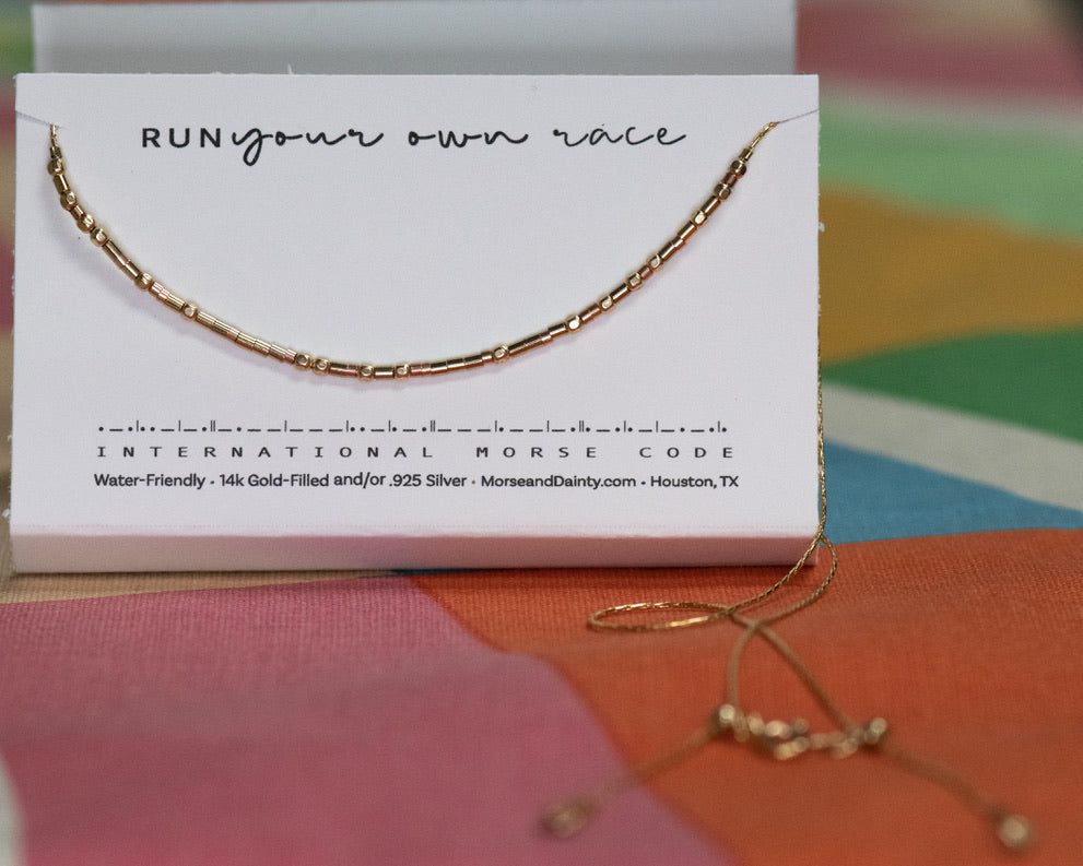 Run Your Own Race Morse Code Necklace Morse and Dainty Jewelry by Olivia Cactus