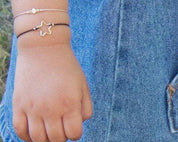 SET of 2 Silk Cord Bracelets: Star + Tiny Diamond cut CZ - Dainty 14K Gold & Silver Jewelry by Olivia Cactus