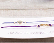 SET of 2 Silk Cord Bracelets: Star + Tiny Diamond cut CZ - Dainty 14K Gold & Silver Jewelry by Olivia Cactus
