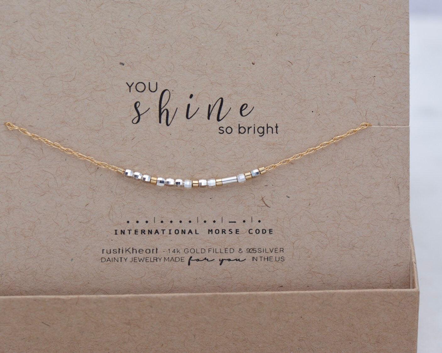 Shine Morse Code Necklace Morse and Dainty Jewelry by Olivia Cactus