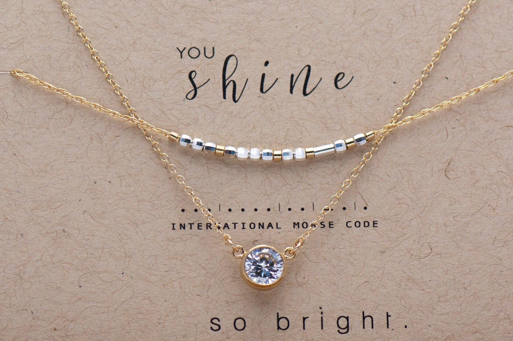 Shine Morse Code Necklace Morse and Dainty Jewelry by Olivia Cactus