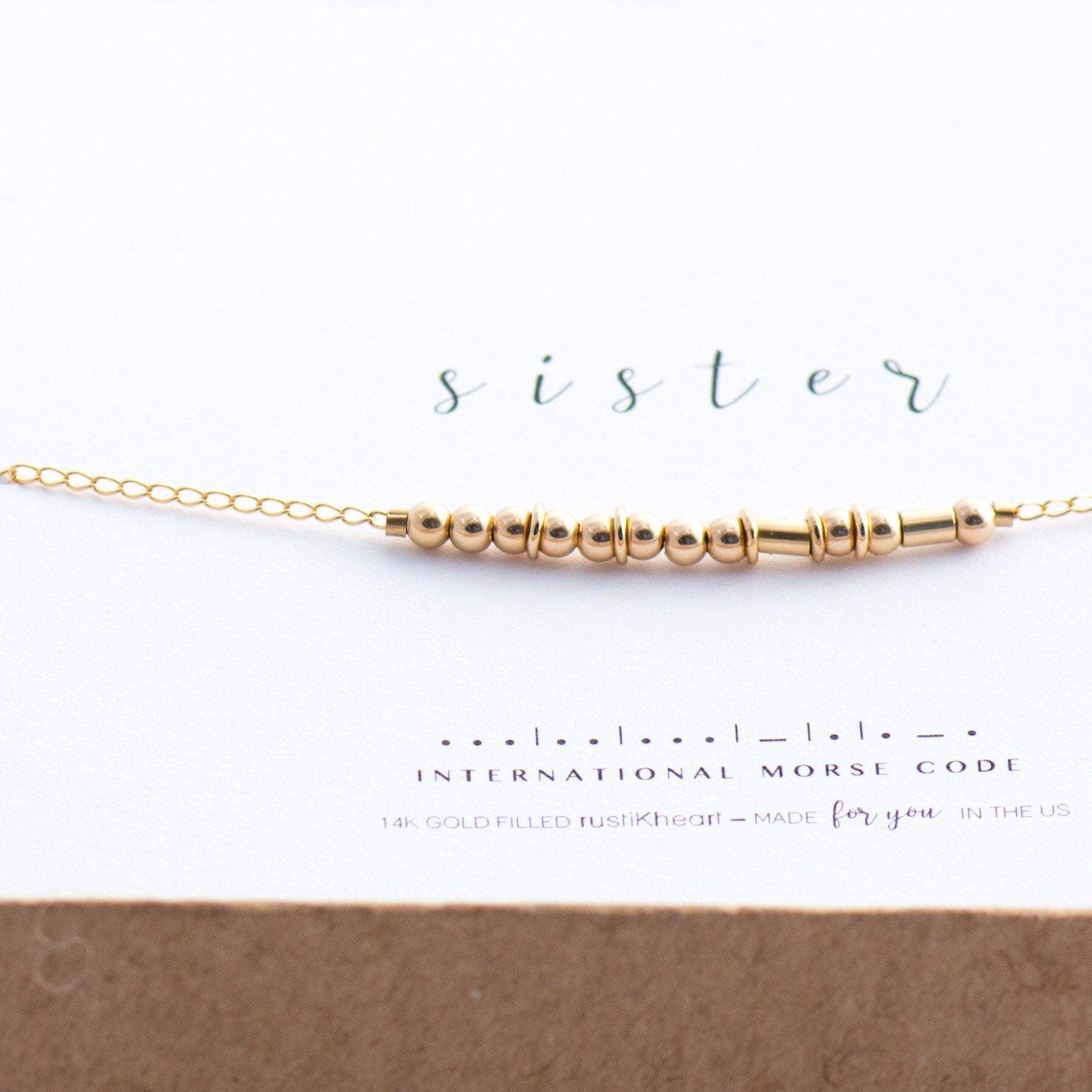 Sister Morse Code Necklace Morse and Dainty Jewelry by Olivia Cactus