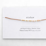 Sister Gold Beads Morse Code Bracelet