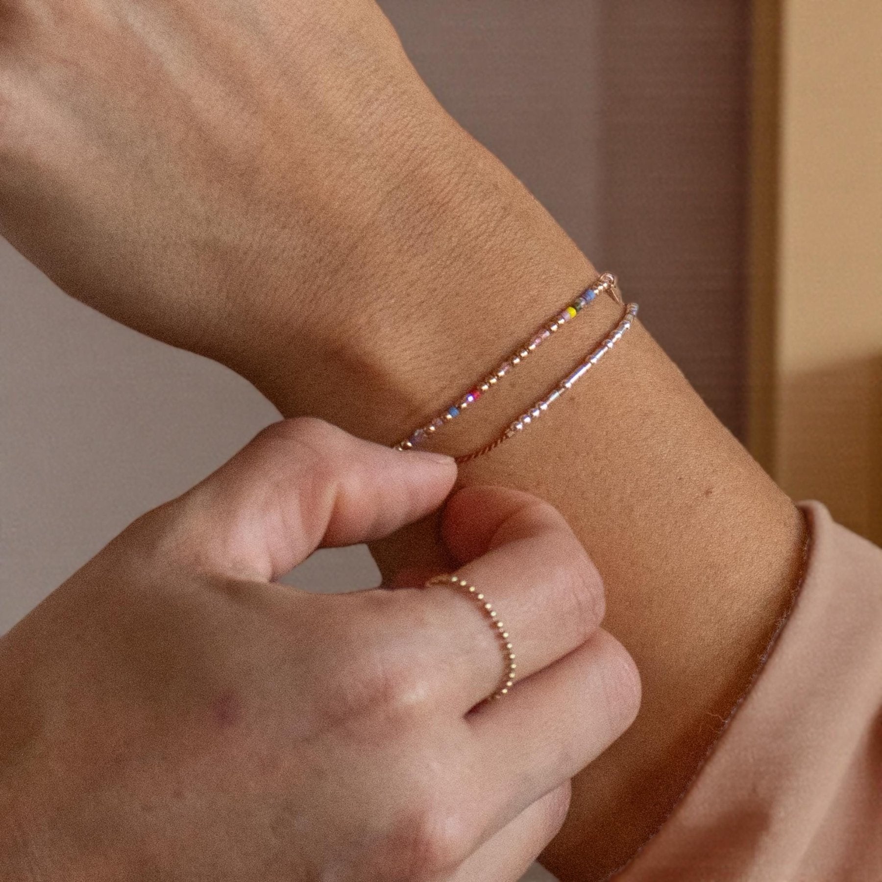 Sister Morse Code Bracelet - Dainty 14K Gold & Silver Jewelry by Olivia Cactus