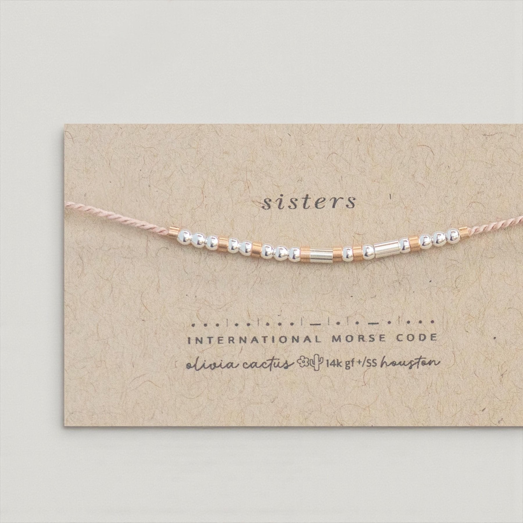 Sister Morse Code Bracelet - Dainty 14K Gold &amp; Silver Jewelry by Olivia Cactus