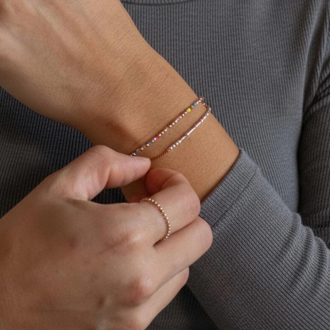 Sister Morse Code Bracelet - Dainty 14K Gold & Silver Jewelry by Olivia Cactus