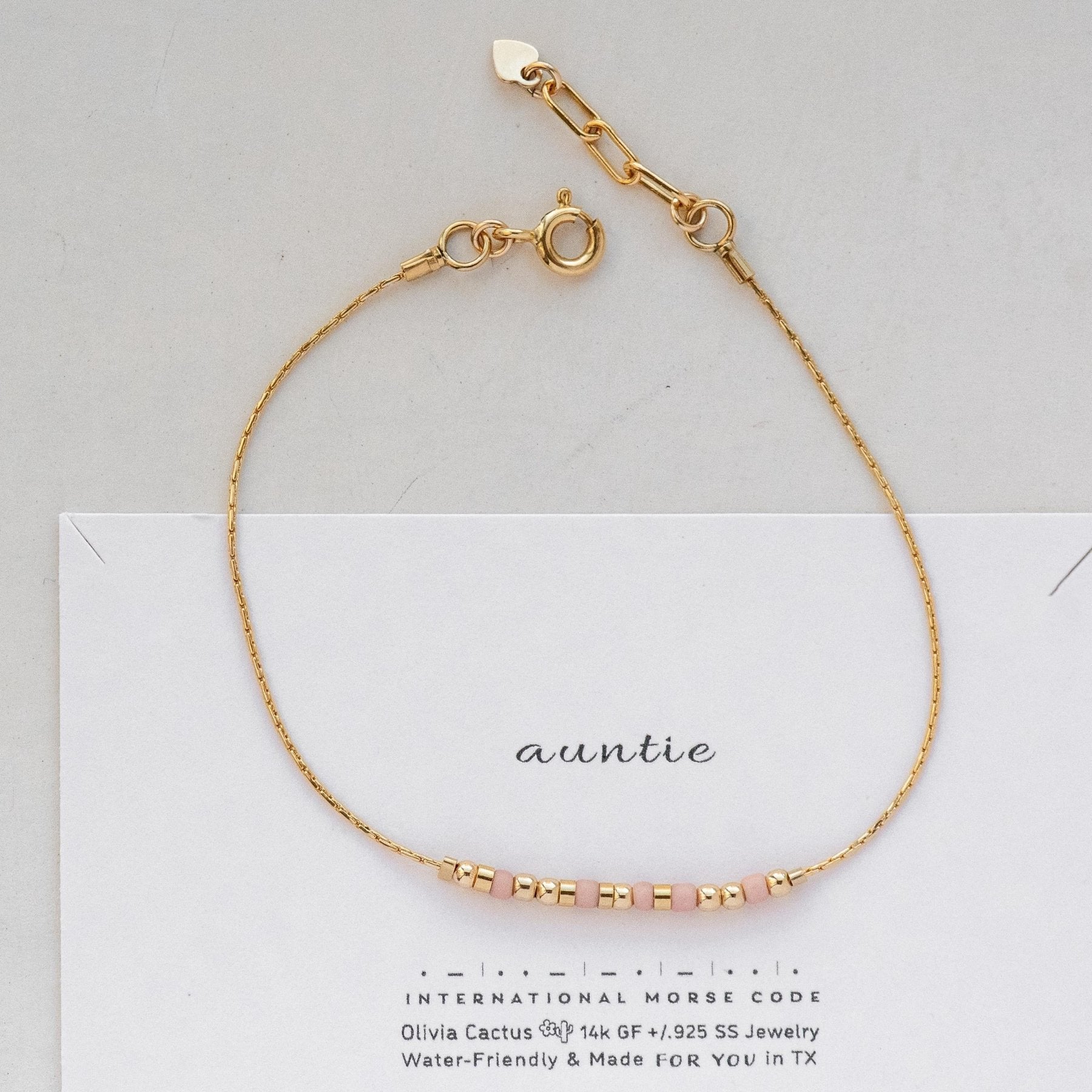 Sister Morse Code Bracelet - Dainty 14K Gold & Silver Jewelry by Olivia Cactus