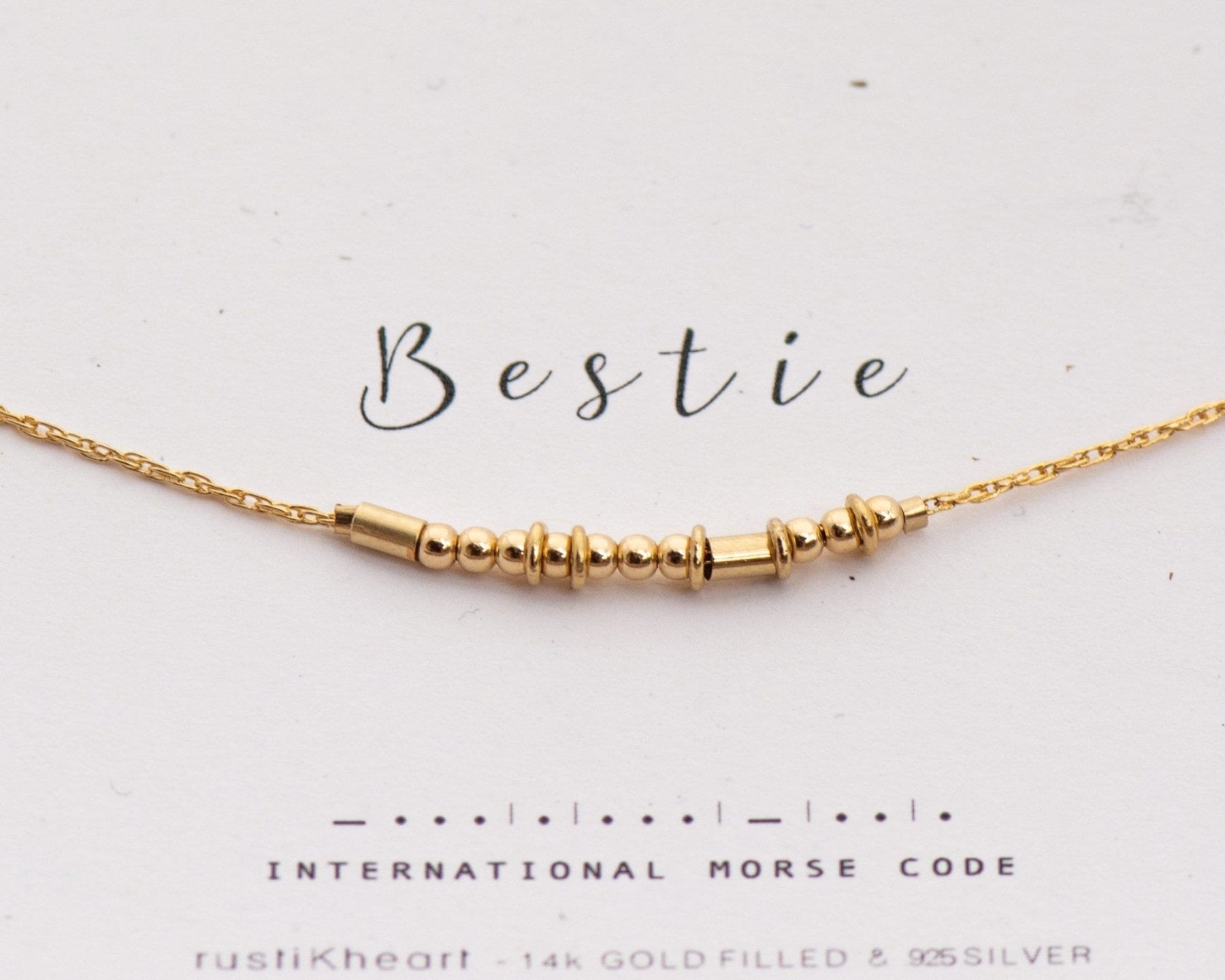 Sister Morse Code Necklace - Dainty 14K Gold & Silver Jewelry by Olivia Cactus