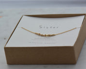 Sister Morse Code Necklace - Dainty 14K Gold & Silver Jewelry by Olivia Cactus