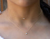 Sliding CZ Drop Charm Necklace Morse and Dainty Jewelry by Olivia Cactus