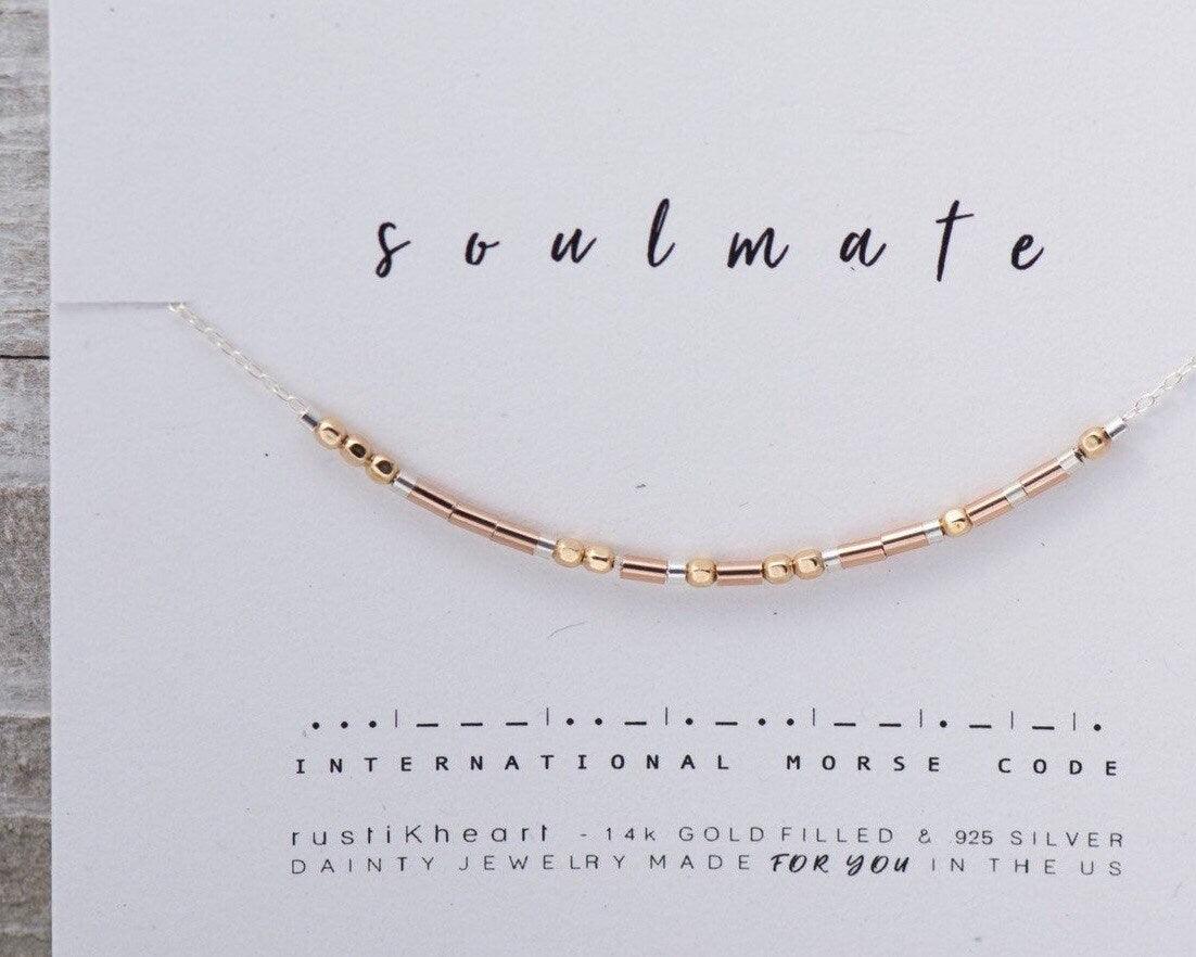 Soulmate Morse Code Necklace Morse and Dainty Jewelry by Olivia Cactus