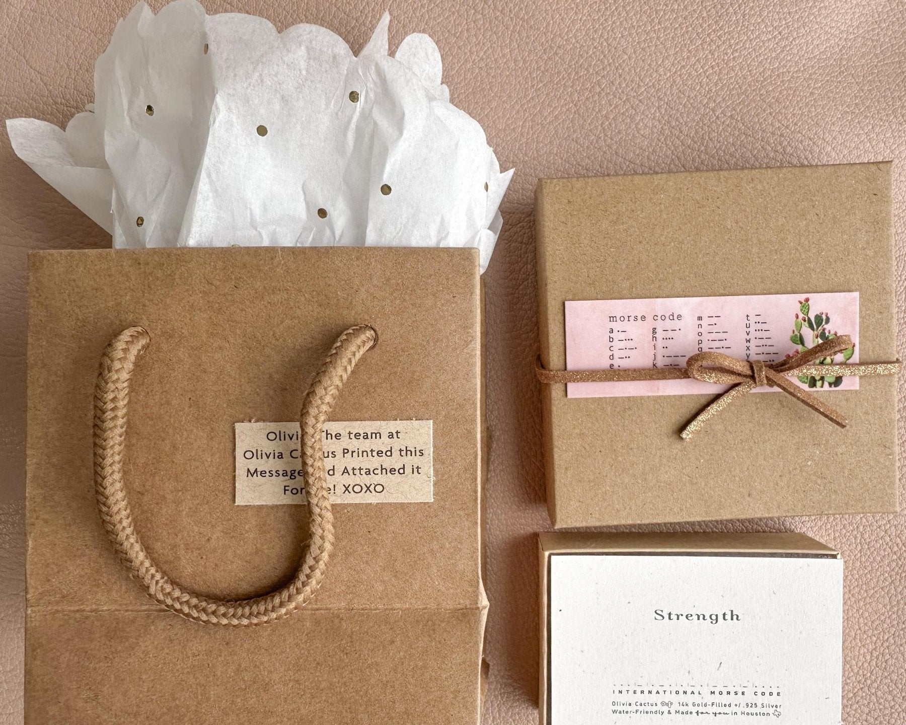 Strength Morse Code Bracelet - Dainty 14K Gold & Silver Jewelry by Olivia Cactus