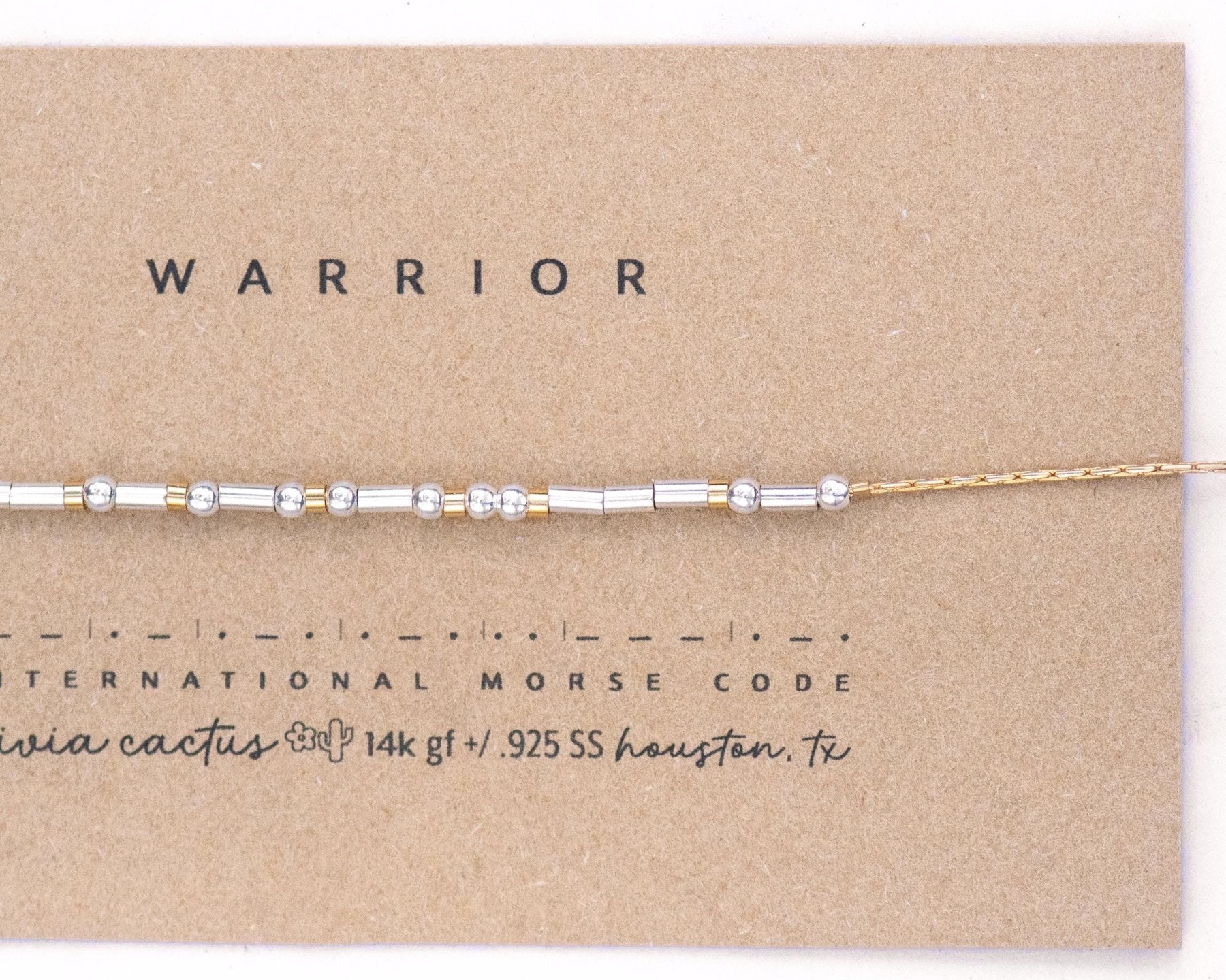 Strength Morse Code Bracelet - Dainty 14K Gold & Silver Jewelry by Olivia Cactus