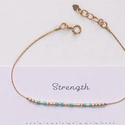 Strength Morse Code Bracelet - Dainty 14K Gold & Silver Jewelry by Olivia Cactus
