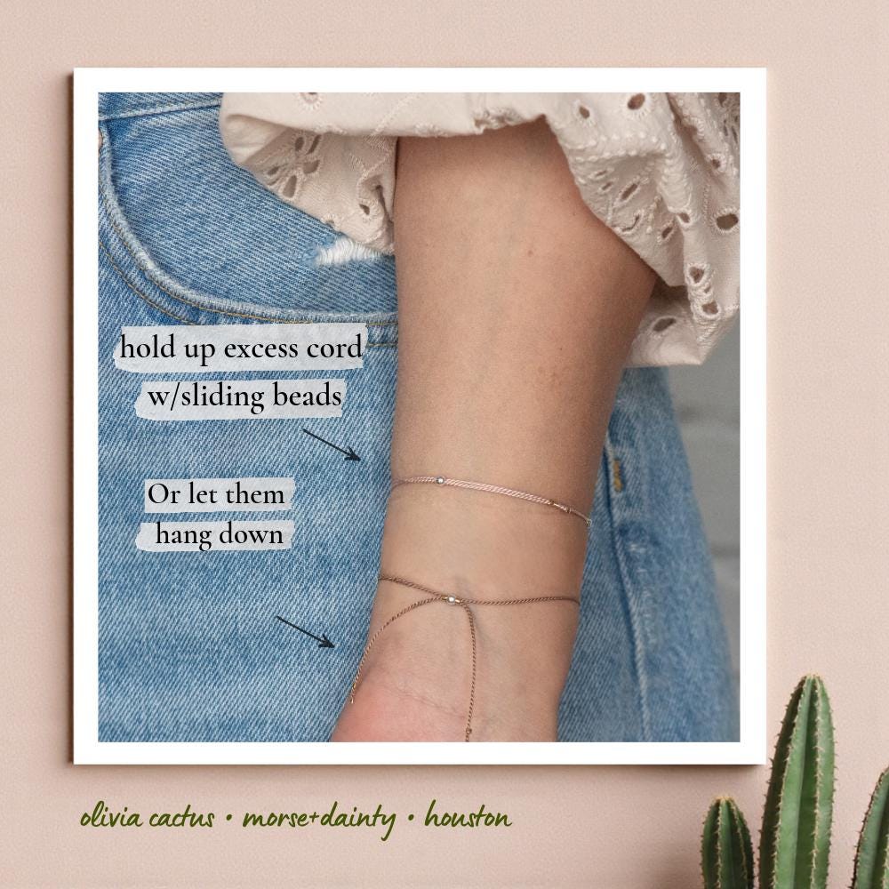 Strength Morse Code Bracelet - Dainty 14K Gold & Silver Jewelry by Olivia Cactus