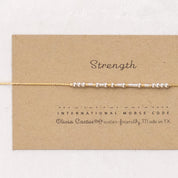 Strength Morse Code Bracelet - Dainty 14K Gold & Silver Jewelry by Olivia Cactus