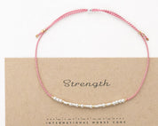 Strength Morse Code Bracelet - Dainty 14K Gold & Silver Jewelry by Olivia Cactus