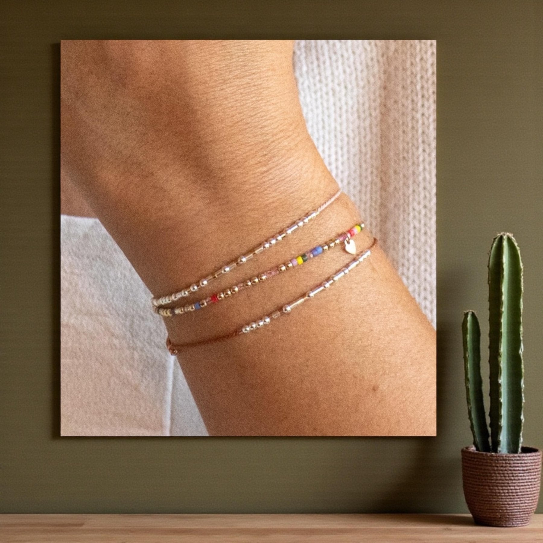 Strength Morse Code Bracelet - Dainty 14K Gold & Silver Jewelry by Olivia Cactus