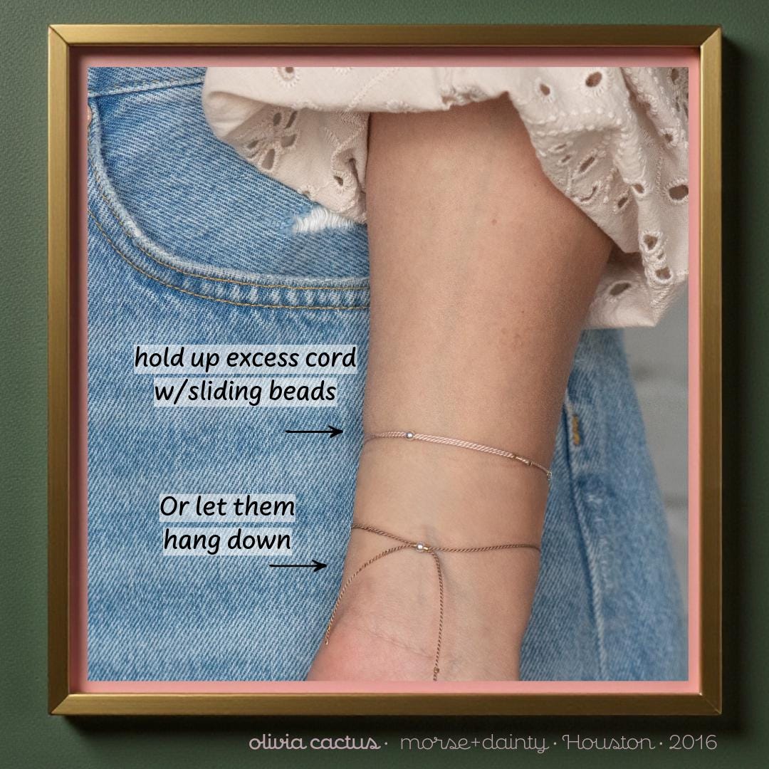 Strength Morse Code Bracelet - Dainty 14K Gold & Silver Jewelry by Olivia Cactus