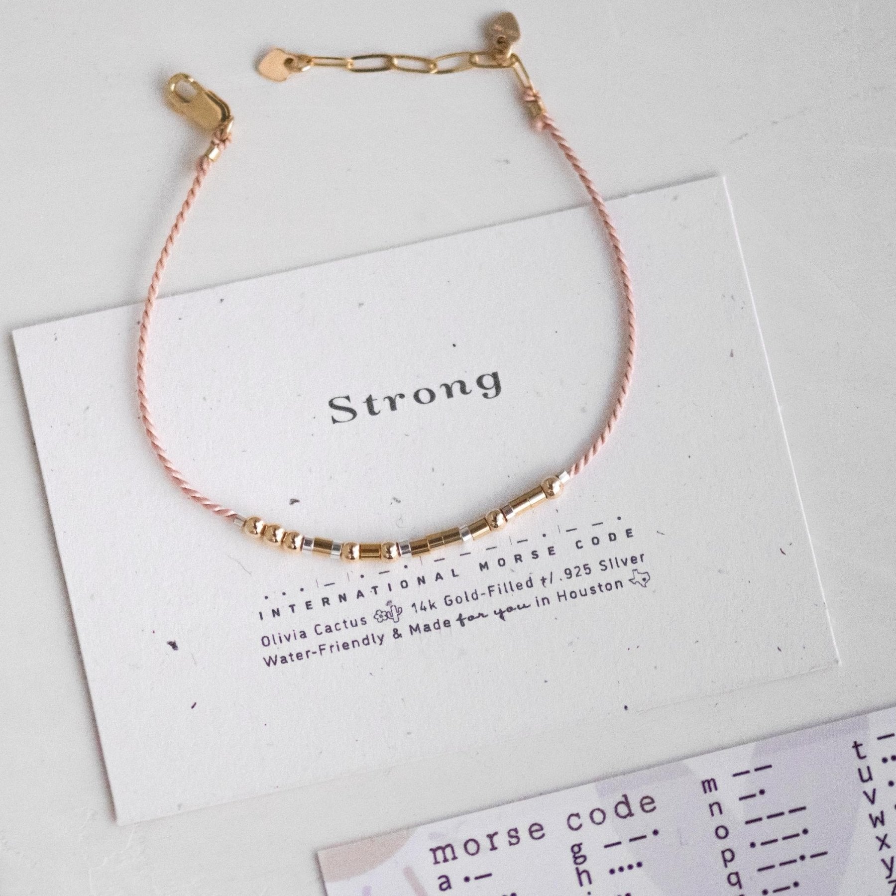 Strong Bracelet - Cora - Dainty Morse Code Jewelry by Olivia Cactus